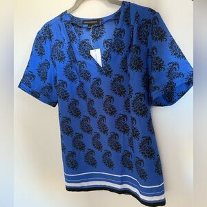 Banana Republic paisley print blue silky shirt - size S - new w tags